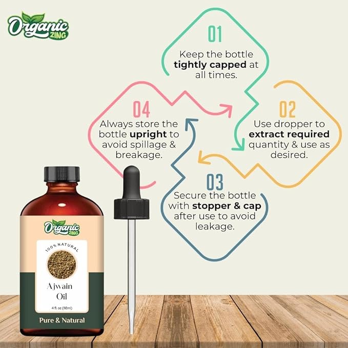 Ajwain (Trachyspermum Ammi) Oil | Pure & Natural Essential Oil for Skincare, Hair Care & Massage - 118ml/3.99fl oz