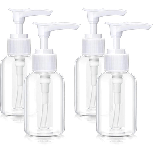 4 Pieces Transparent Travel Pump Bottles Lotion Dispenser Mini Travel Plastic Foamer Bottle Clear Pump Dispenser for Cleaning, Cosmetics Packaging, Shampoo