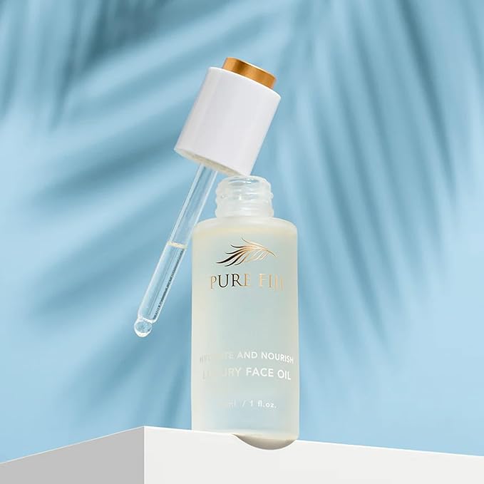 PURE FIJI Hydrate & Nourish Luxury Face Oil Face Moisturizer for Women, Skin Brightening Serum - Anti Aging, Reduce Wrinkles & Dark Spots, Coconut Oil For Face Organic, 1 Fl.Oz