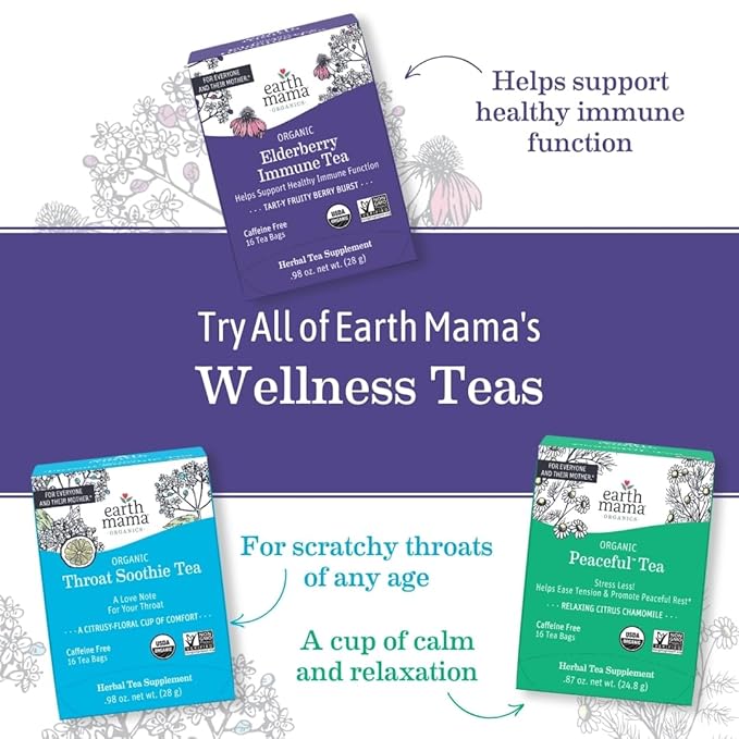 Throat Soothie Tea with Elderflower for Immune Support | Formulated with No Licorice | Safe for Kids & During Pregnancy, 16-Count (Packaging May Vary, 6-Pack)