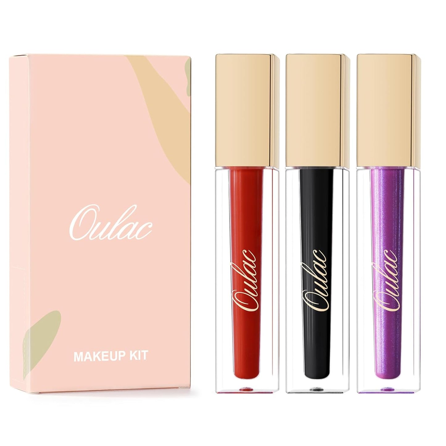 Oulac Red Black Purple Christmas Lipstick Set for Women, Matte Liquid Lipstick Long Lasting High Impact Creamy Matte Lip Gloss, Rich Colour Formula with Vitamin E & Rose Oil