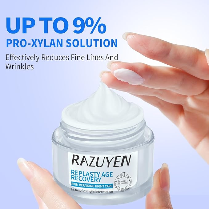 Anti-Wrinkle Facial Night Cream with 9% Pro-Xylane, Anti-Aging Night Moisturizer for Face Hydrating,Firming and Restoring, Nighttime Skin Care, 1.01 Oz