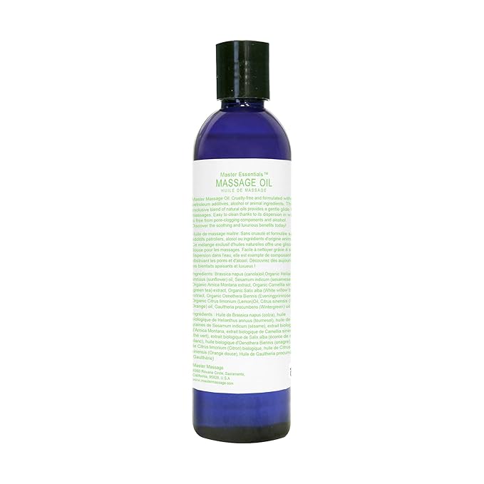 Master Massage Organic Massage Oil - 8 fl oz, Refreshing Sense, Water-Soluble, Skin-Nourishing Formula for Relaxation, Ideal for Massage Therapy and Home Use, Pack of 2