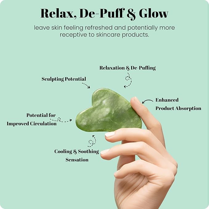 ROSELYNBOUTIQUE Gua Sha Facial Tools & Face Lift Roller for Wrinkless Natural Skincare Tool Jade Roller Guasha Tool for Face (Green)