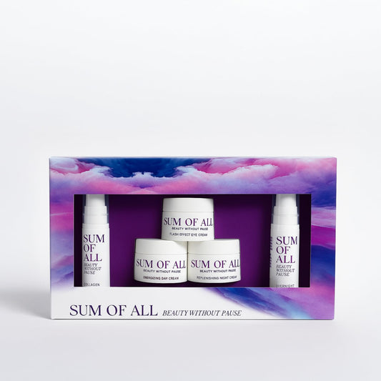 SUM OF ALL Renewal Regimen Starter Set, Anti Aging, Menopause Skincare for Women, Includes Collagen Boosting and Resurfacing Serum, Day, Night Face Moisturizer, Eye Cream, 5-Piece, 0.17oz Each