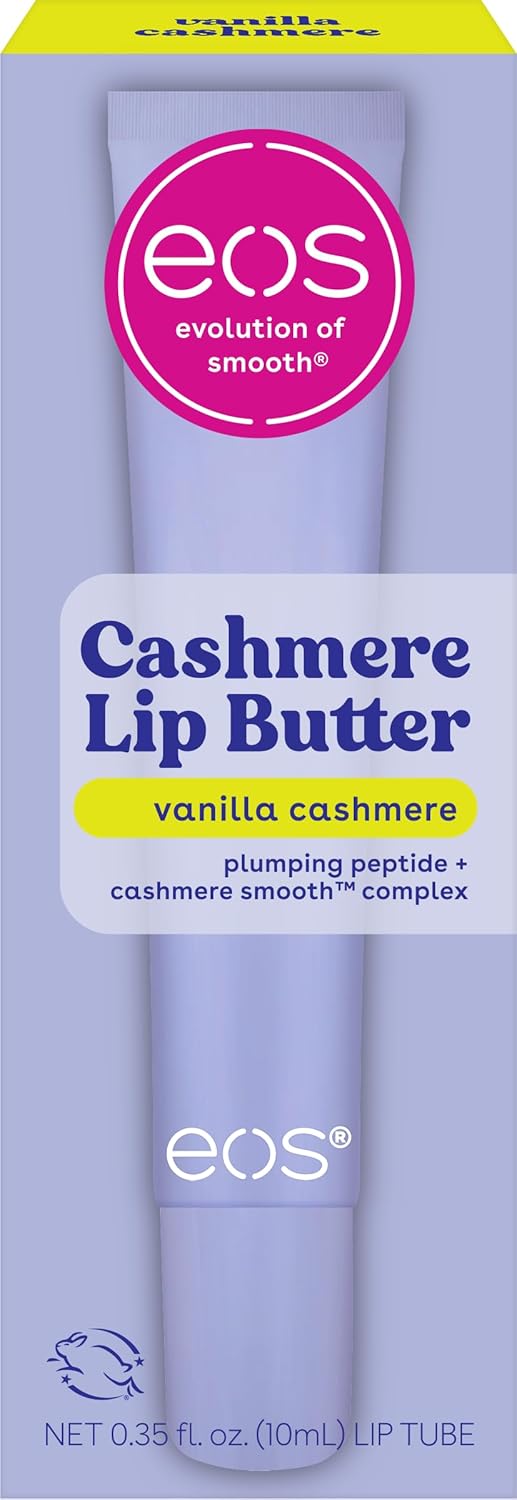 eos Cashmere Lip Butter, Vanilla Cashmere, eos Lip Butter with Plumping Peptides For Smooth Lips, 0.35 fl oz