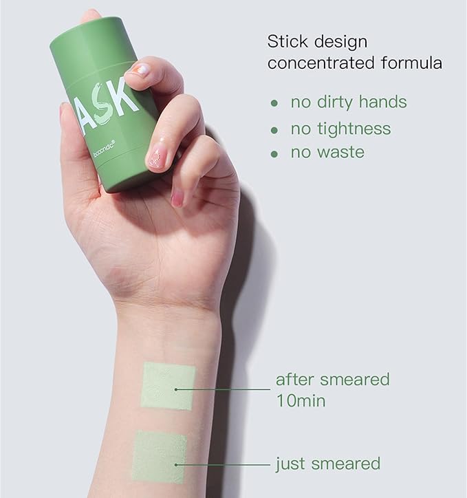 Wuxpp Green Tea Deep Cleanse Mask Stick Blackhead Remover with Green Tea Extract, Juxek Green Tea Purifying Clay Stick Mask Oil Control Cleansing Mask, Green Tea Face Mask Skincare Korean (2 Pcs)
