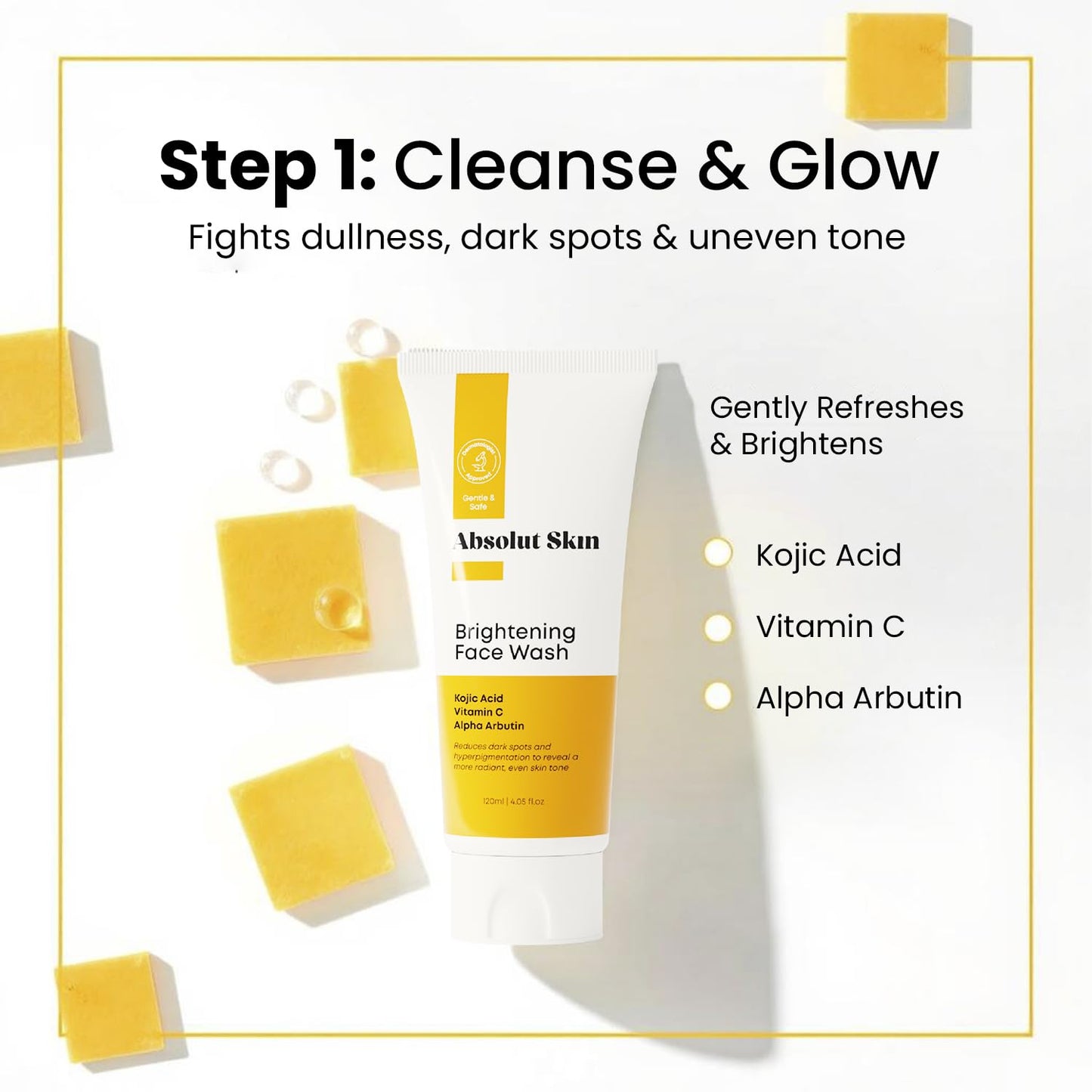 AbsolutSkin Balance Bundle – 4-Step Skincare Routine for Radiant, Even Skin – Includes Face Wash, Exfoliator Gel, Radiance Serum & SPF50 Sunscreen – Brightening Essentials Kit