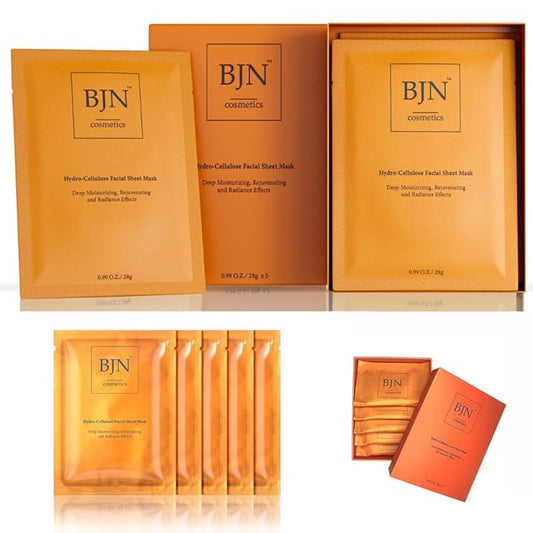 Luxury (5pack) Hydro Cellulose Lotion Facial Sheet Masks for Skin Care & Beauty - Natural Ingredients for Deep Hydration, Moisturizing, Rejuvenation, and Radiance