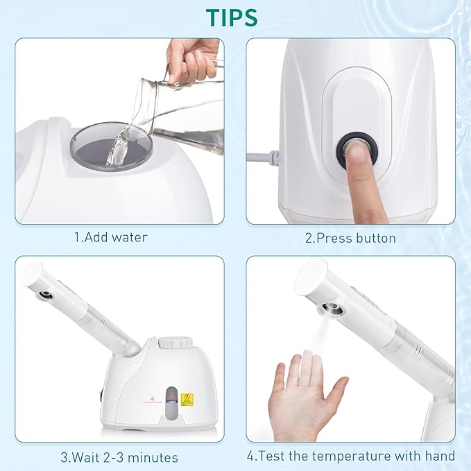 NewWay Facial Steamer Plus Extendable Arm Steaming Warm Mist Humidifier for Face Spa Sinuses Moisturizing, Salon or Homeuse