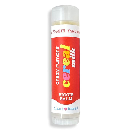 Crazy Rumors Biggie Cereal Milk Flavored All Natural, Plant Based Lip Balm to Moisturize and Nourish your Lips - Cereal Milk Biggie Tube 0.6 oz (4x Larger than standard 0.15 oz lip balm)