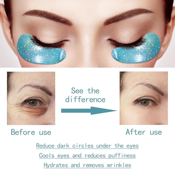 Under Eye Patches for Puffy eyes, 10Pairs eye gel pads for Dark Circles and Puffiness, hydrating Eye Mask for Wrinkles Anti Aging Eye Bags Moisturizing, Natural vitamin C undereye Care Gifts for Women