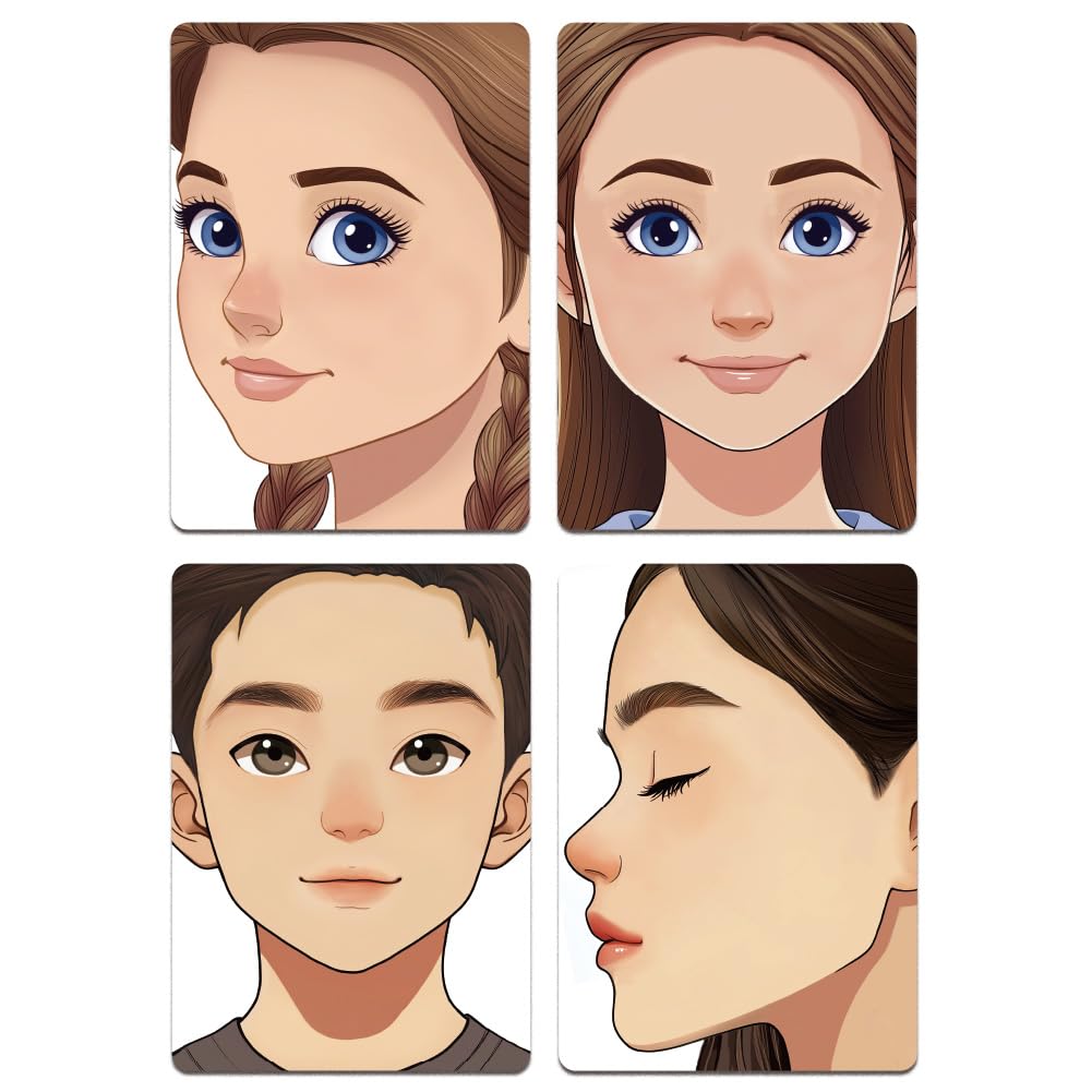 4pcs Face Painting Practice Board Kits A4 Reusable Makeup Paint Practice Board Facial Painting Excersize Template Stage Make-up Look Designs Tool Paint Supplies for Makeup Beginner