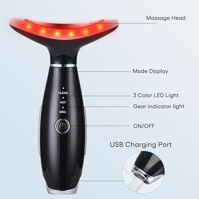 Facial Massager,Neck Face Massager Tool,3 Mode Massage with Heat,Portable Beauty Instrument for Skin Care Women Gift