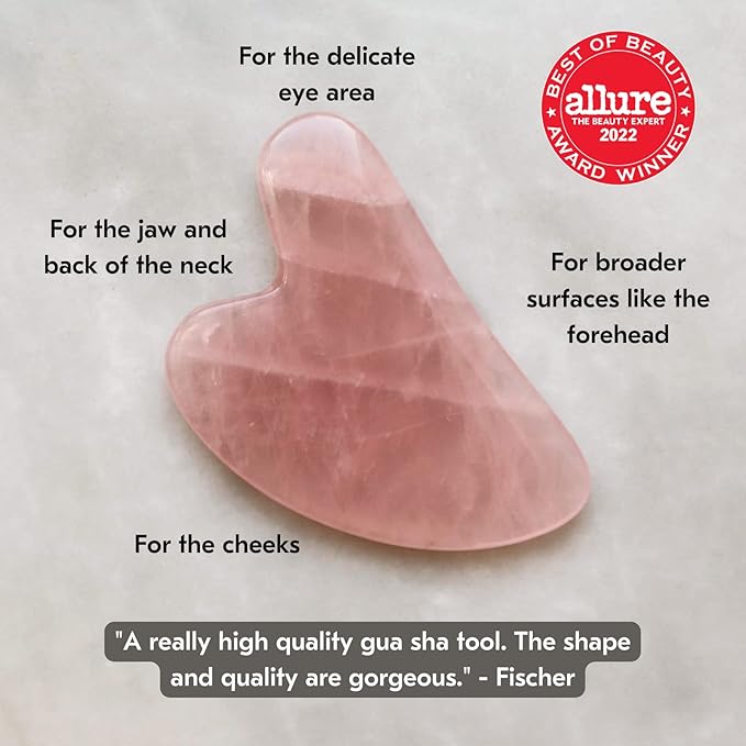 Mount Lai Rose Quartz Facial Spa Set, Rose Quartz Roller and Gua Sha Facial Tools Set, Guasha Tool for Face to Relieve Muscle Tension and Reduce Puffiness, Anti Aging Skin Care Sets for Women