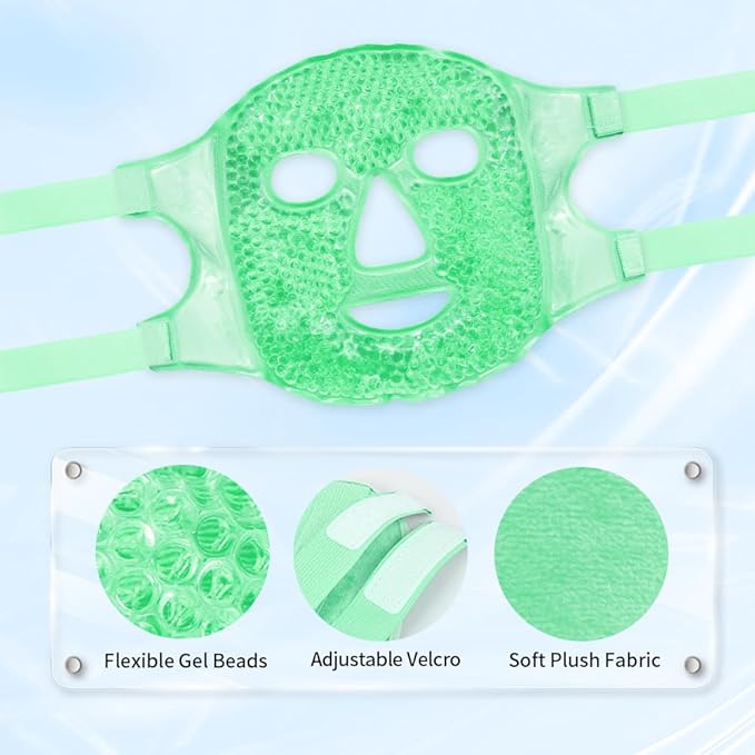 Bundles of CONBELLA Face Eye Masks for Dark Circles and Puffiness, Migraines, Headache, Stress, Redness, Cooling Face Masks for Women Man, Hot Cold Use Ice Face Mask.
