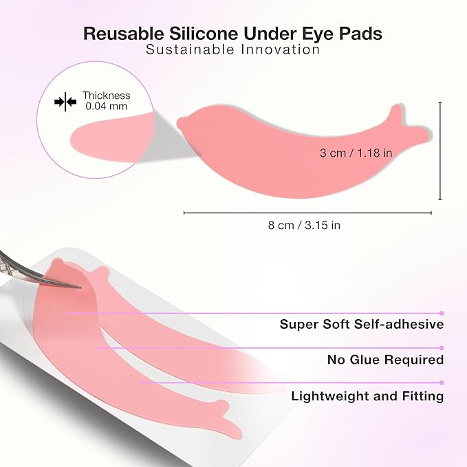 Curacoro Reusable Eye Pads, Silicone Under Eye Patches Lash Lift Cover Eyelash Extension | Soft Pads for Sensitive Skin during Eyelash Perm Lamination & Lash Extensions Remover (Pink, Style 4)