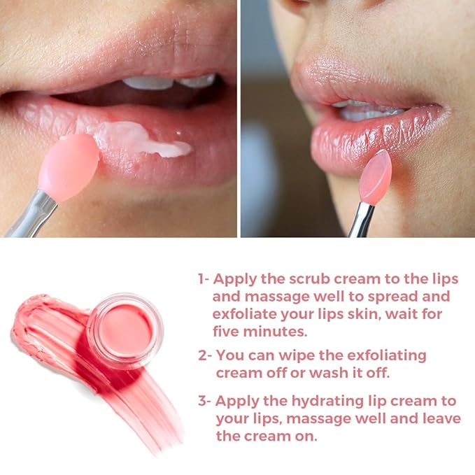 Lip Scrub, Lip Mask and Lip Exfoliator with Double Effect, Lip Sleeping Mask, Repair Lip Mask for Dry, Cracked Lips, Collagen Booster Sleeping Lip Mask Repair Treatment to Restore, Lip Moisturizer for Lip Treatment Care, Lip Repair Balm (Strawberry)