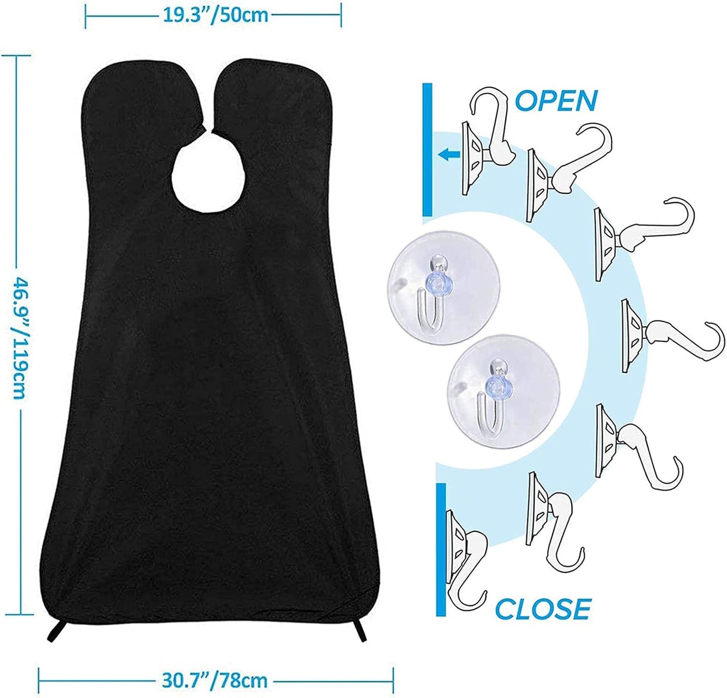 Beard Trimming Catcher Beard Bib Birthday Gifts For Men For Men With 2 Suction Cups Waterproof Non-Stick For Shaving And Trimming Grooming Accessories(Black)