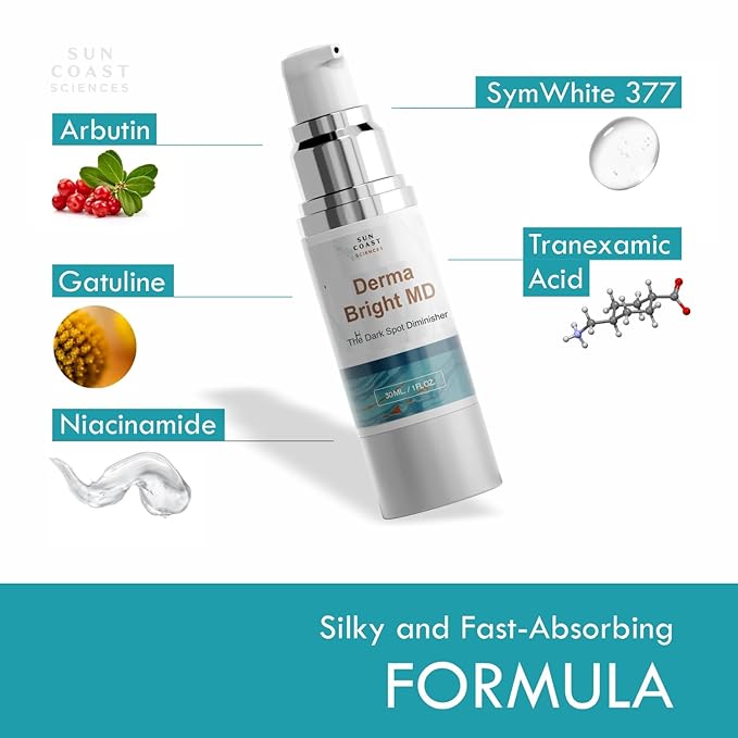 Sun Coast Sciences - DermaBright MD Dark Spot Diminisher, Age Spot Sun Spot Freckles Melasma Brown Spot Serum - Advanced Formula Corrector Cream for Women and Men - 1 fl oz (1)