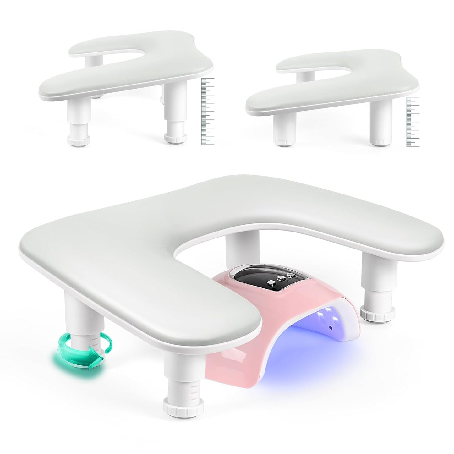 Manicure Arm Rest for Nails Tech: U-shaped Adjustable Nail Armrest - Gray PU Leather Hand Stand Rest for Manicurists