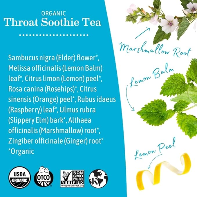 Throat Soothie Tea with Elderflower for Immune Support | Formulated with No Licorice | Safe for Kids & During Pregnancy, 16-Count (Packaging May Vary, 2-Pack)