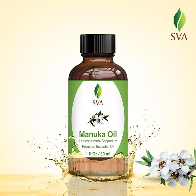 SVA Manuka Essential Oil – 1 Fl Oz – 100% Natural Manuka Oil - for Diffuser, Hair Care, Face, Skin Care, Aromatherapy, Scalp and Body Massage, Soap and Candle Making – with Dropper