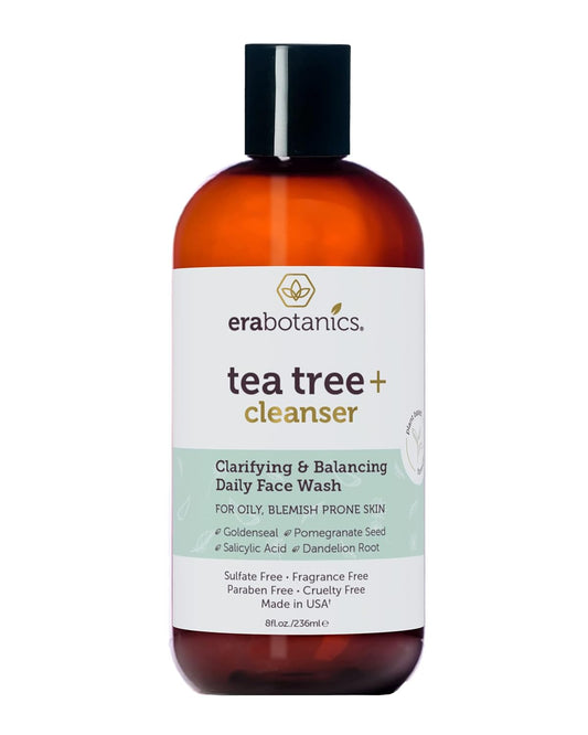 Era Organics Purifying Tea Tree Oil Face Wash - Balancing Cleanser for Oily, Blemish-Prone Skin with Salicylic Acid - Sulfate-Free, Fragrance Free, Made in USA
