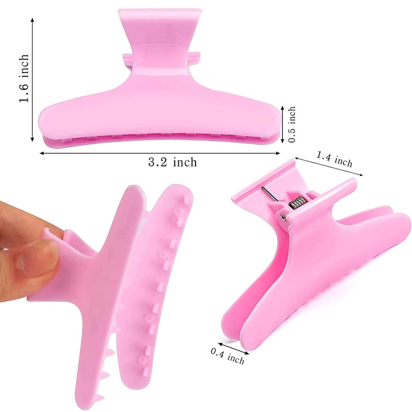 Ondder 24 Pcs Pink Butterfly Hair Clamps and Claw Clips for Styling, Sectioning, Cutting, Coloring - Pro Salon Hairdressing Tool Accessories for Women Girls