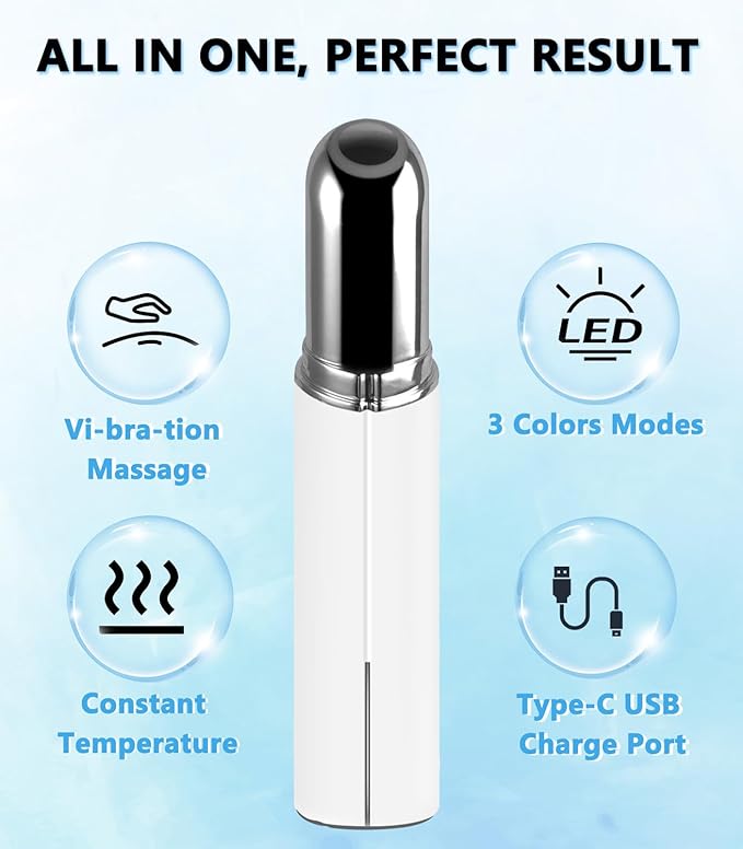 Neck Face Massager, BUV Face Sculpting Tool, 3 Color Modes and Vibration for Facial Massager, Mini Led Face Sculpting Device for Skin Care, Baby White