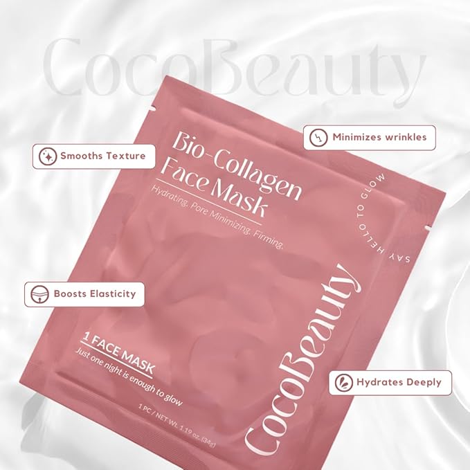 Bio Collagen Face Mask – Hydrating & Anti-Aging Korean Collagen Sheet Masks, Deep Hydration, Smooths Fine Lines, Overnight Face Mask for Radiant Skin (4 pcs)