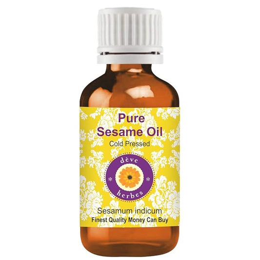 Deve Herbes Pure Sesame Oil (Sesamum indicum) Natural Therapeutic Grade Cold Pressed 100ml (3.38 oz)