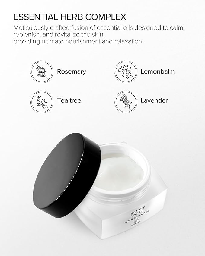 SON&PARK Beauty Water Overnight Sleeping Cream Hydration Balm Mask with Rose Water & BHA Complex, Essential Oil [Lavender, Lemon] to Hydrate, Boost Skin Barrier, and Calming Break Out