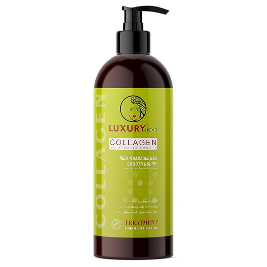 Collagen Hair Mask for Damaged Hair - Intense Hydration and Repair Formula, Boosts Growth and Thickness - Perfect for Both Curly and Dry Types, 33.8 oz