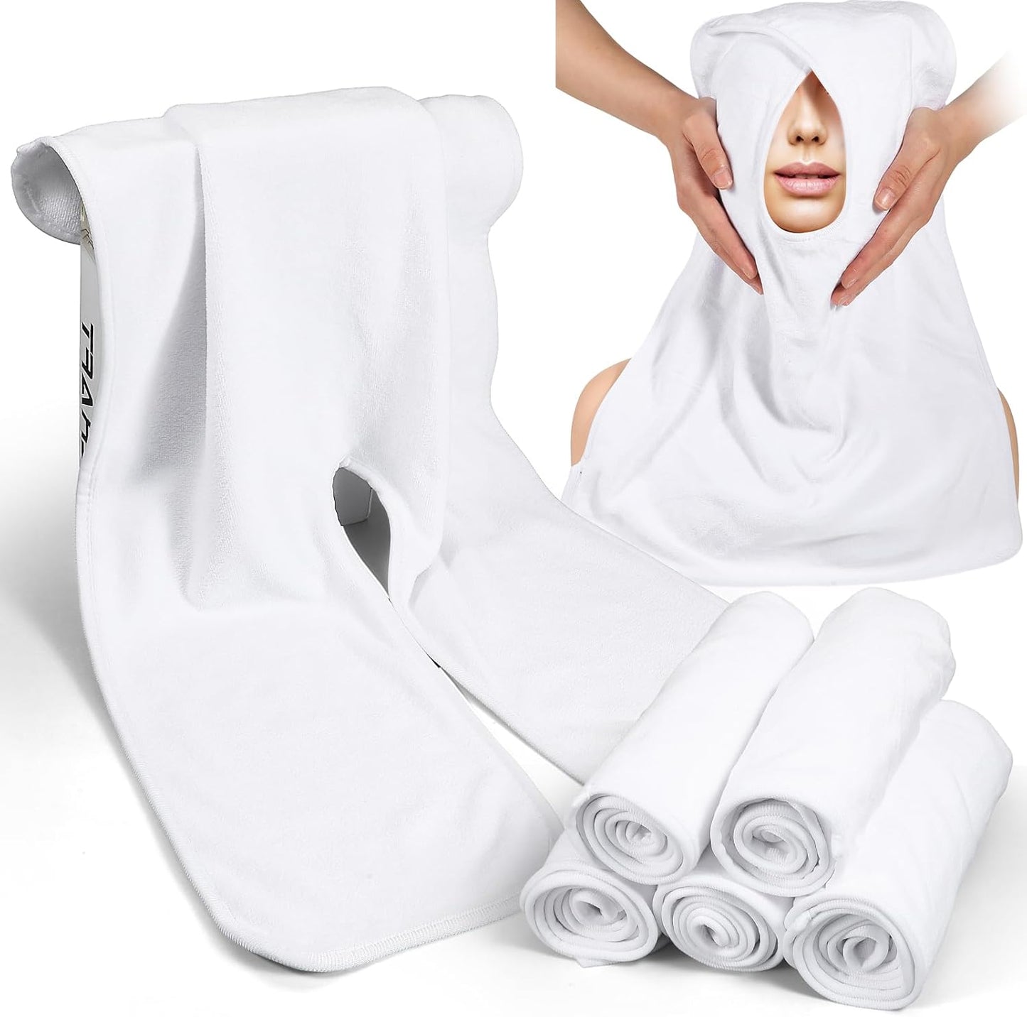 6 Pcs Facial Towels for Estheticians – Microfiber Soft Spa Towel for Skincare, Massage & Professional Use (White)