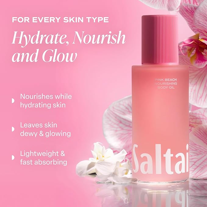Saltair Pink Beach Body Mist 2 Pack, Body Oil, After Shower and Bath Oil Moisturizer, & Multi-Lipid Body Butter Bundle