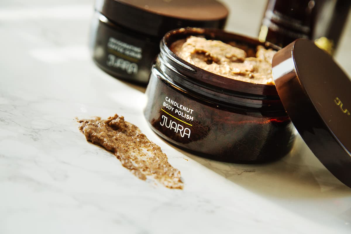 JUARA - Candlenut Body Polish | Invigorating Scrub | Deep Exfoliation | Smooth Rough Skin | Healing Hydration | Cruelty Free, Paraben, Sulfate Free, Vegetarian | 7.5 oz
