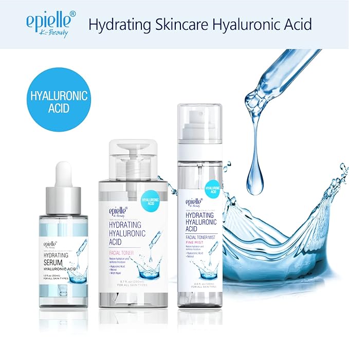 epielle Hydrating Hyaluronic Acid Serum & Mist | epielle Brightening Vitamin C Serum & Mist For all skin types, 100% Vegan & Cruelty-Free (Hyaluronic Acid Serum + Mist)