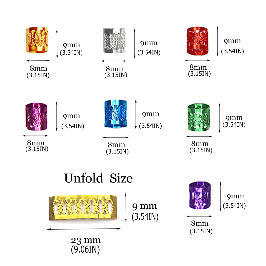 350PCS Hair Jewelry for Women Braids, DreadLock Beads Hair Decorations Aluminum Rings Clips Adjustable Metal Cuffs Braiding Hair Accessory By liliyab (Multi Color)