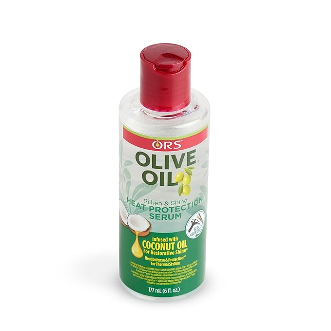 ORS Heat Protection Hair Serum infused with Coconut Oil for Restorative Shine Olive Oil Style and Curl Smooth-N-Hold Pudding - Bundle