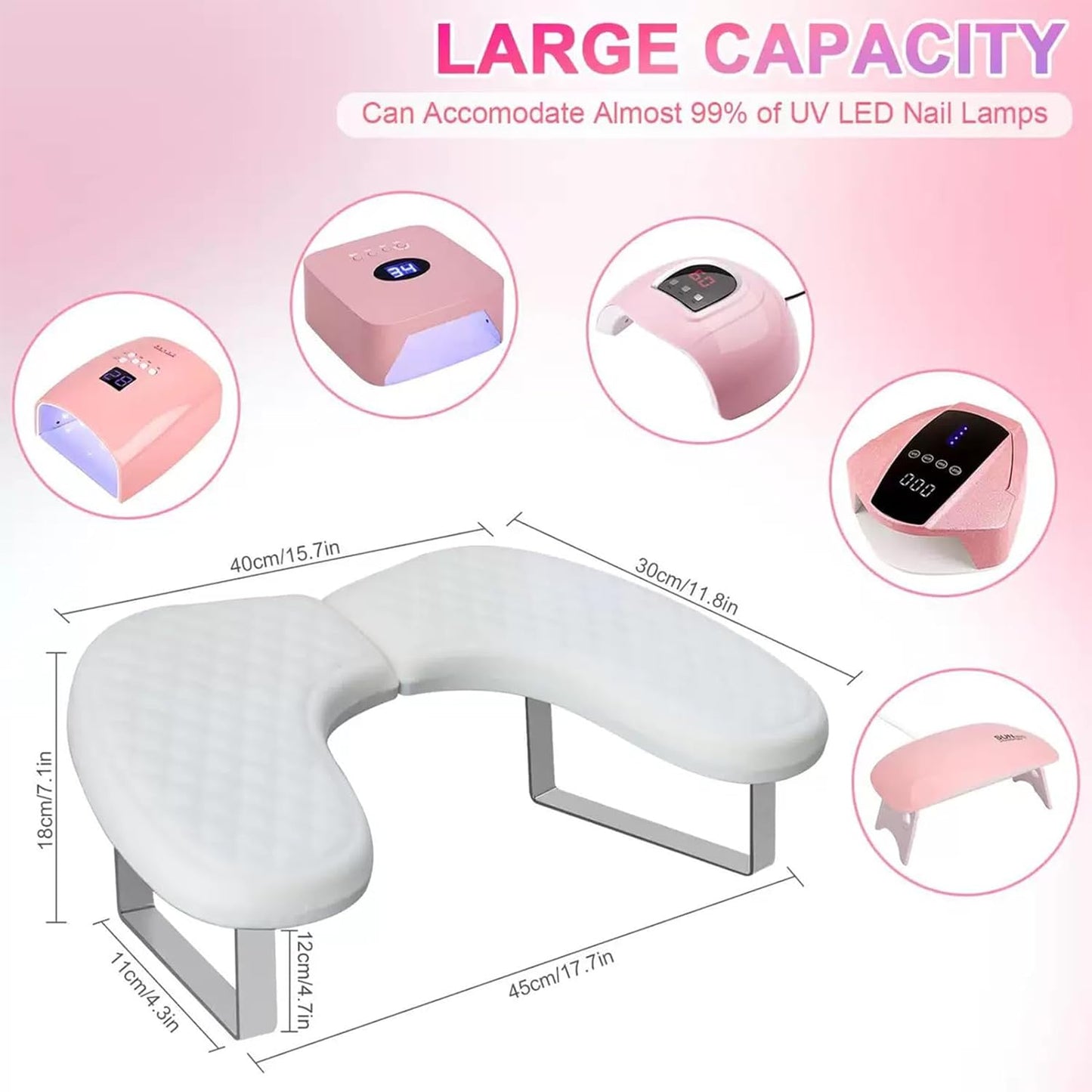 Arm Rest for Nails,U-shaped Manicure Nail Hand Rest Pillow Cushion,Foldable PU Leather Nail Tech Arm Rest for Nails Tech,Foot Hand Rest (White)