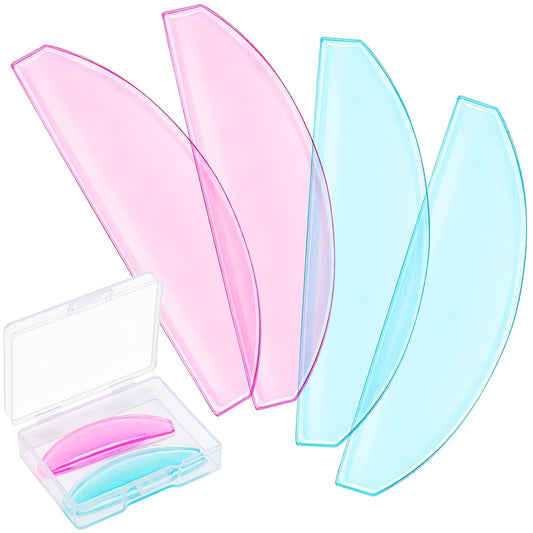 Noverlife 2 Pair Lash Lift Shields with 1mm Ultra-Thin Design, Reusable Eyelash Lift Pads for Ideal Curls, Flexible Stretch Korean Lash Lifting Flat Shields for Eyelash Perm Tools - Pink & Blue