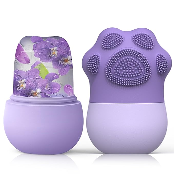 ice roller For face and eyes , ice face roller，ice mold for face and Eyes,De-Puff Eye Bags,Reduce Migraine Pain,Reusable Massage Silicone Ice Mold Skin Care Tools(Purple)