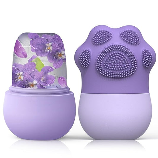 ice roller For face and eyes , ice face roller，ice mold for face and Eyes,De-Puff Eye Bags,Reduce Migraine Pain,Reusable Massage Silicone Ice Mold Skin Care Tools(Purple)