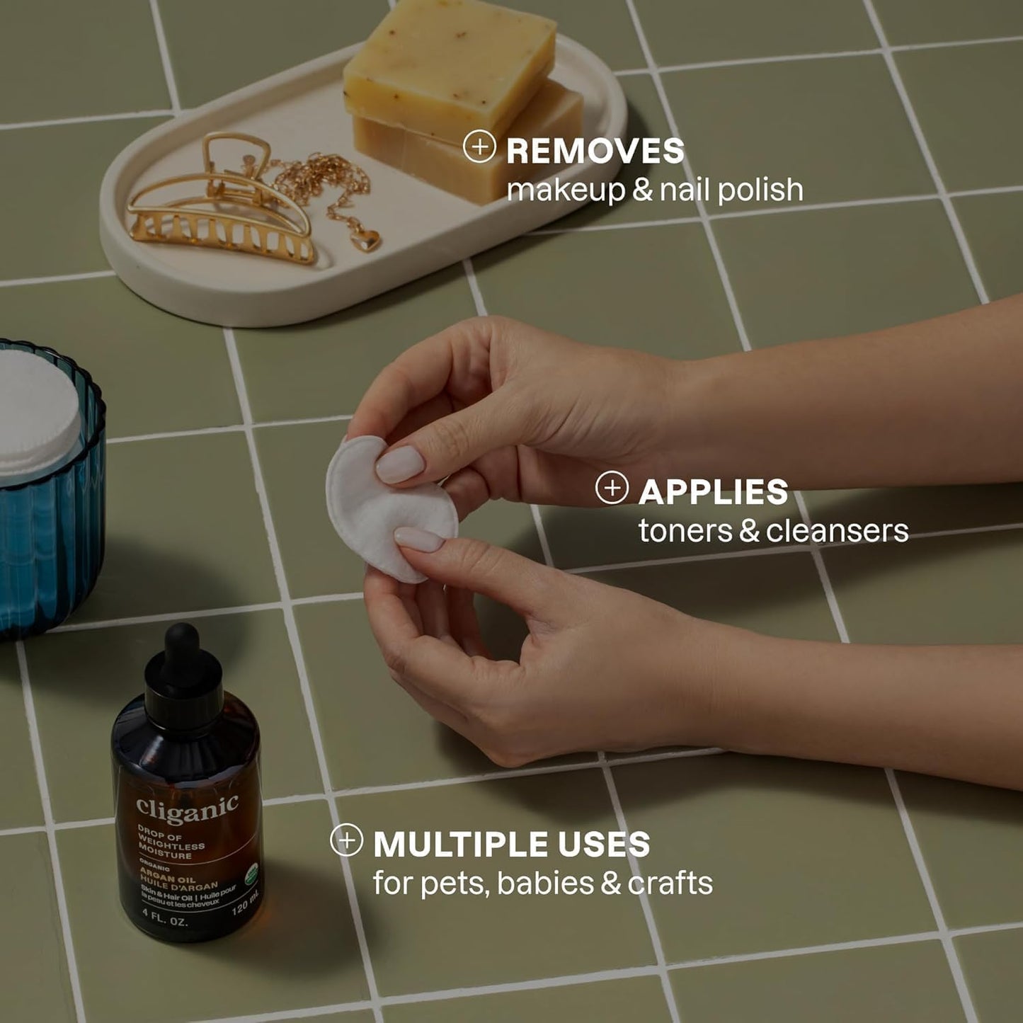 Cliganic Premium Cotton Rounds for Face (500 Count) | Makeup Remover Pads, Hypoallergenic, Lint-Free | 100% Pure Cotton (Packaging May Vary)