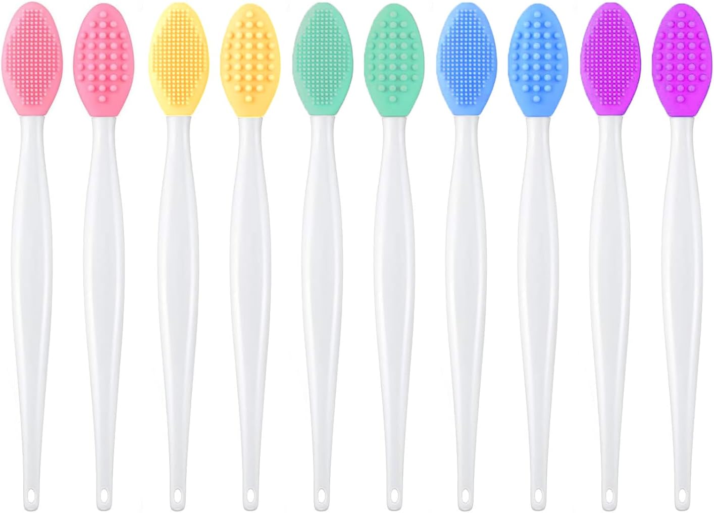 Pore Cleansing Facial Silicone Brush, Double-Sided Lip Brush, Gentle Exfoliation & Clearer Skin Massager Nose Clean Blackhead Removal & Face Scrubber Brushes 10pcs