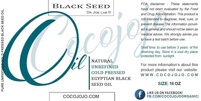 Black Cumin Seed Oil - 16 oz - Pure Egyptian Seeds Kalonji Unrefined, Cold Pressed Non GMO Bulk Carrier Oil for Hair Skin Face Body Lips Joints - Packaging May Vary