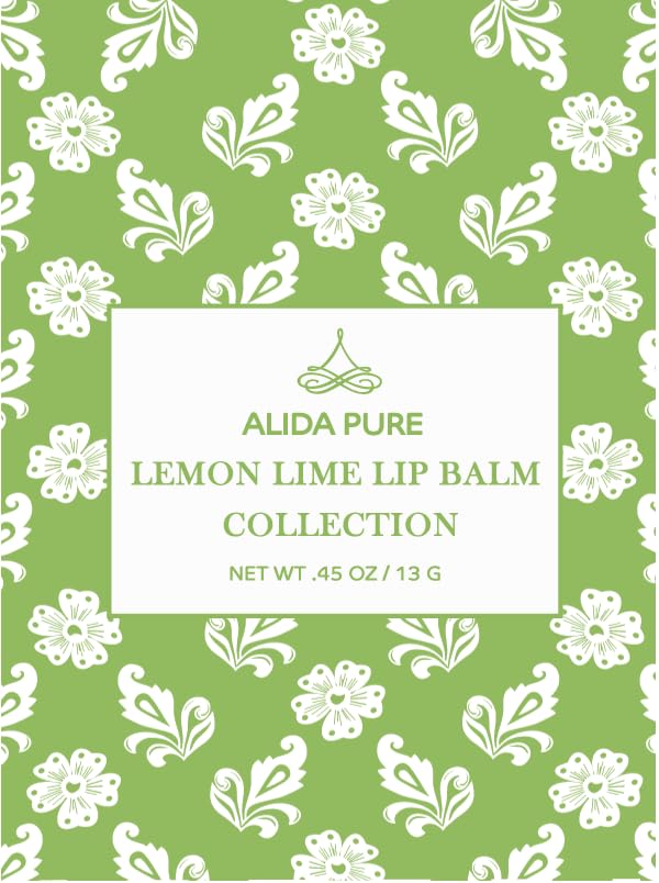 Lemon Lime Lip Balm Collection, Vegan Lip Balm Set, Bees Wax Free, Avocado Oil, Organic Jojoba Oil, Vitamin E, Moisturizer For Dry Cracked Lips, 3 Tubes per Set