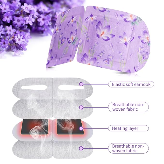 Steam Eye Mask, 12 Pack Lavender Heated Eye Masks, Disposable Moist Heat Compress for Dry Eyes, Warm Sleep Eye Mask for Puffy Eyes and Relief Eye Fatigue