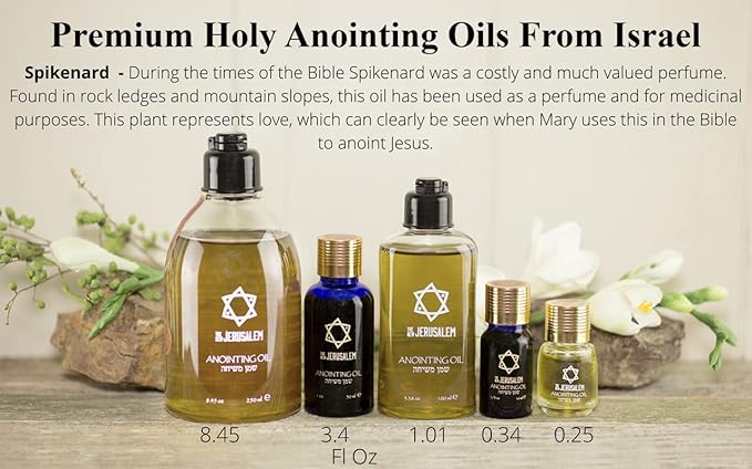 Spikenard Anointing Oil from Israel, Holy Spiritual Oils Bottles from Jerusalem Blessed, Handmade with Natural Ingredients and Blessed for Wedding Ceremony, Religious Use, 3.4 Fl Oz